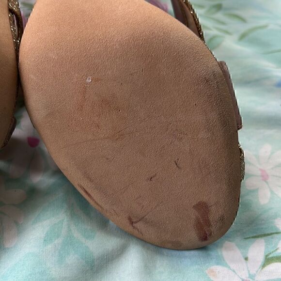 Sergio Rossi Scarpe Donna Rose Ribbon and Gold Glitter Heels - Picture 10 of 17